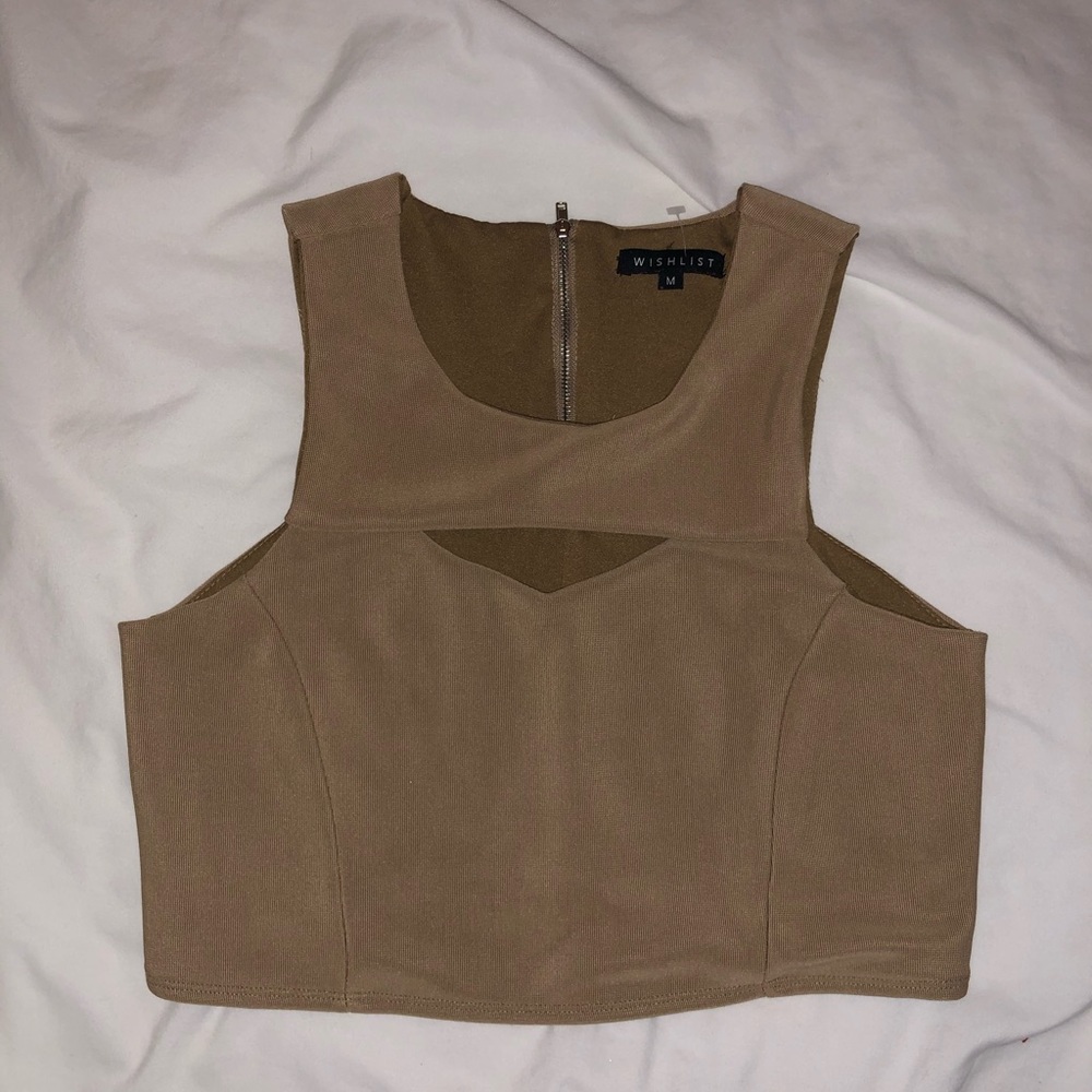Tan cut out crop top